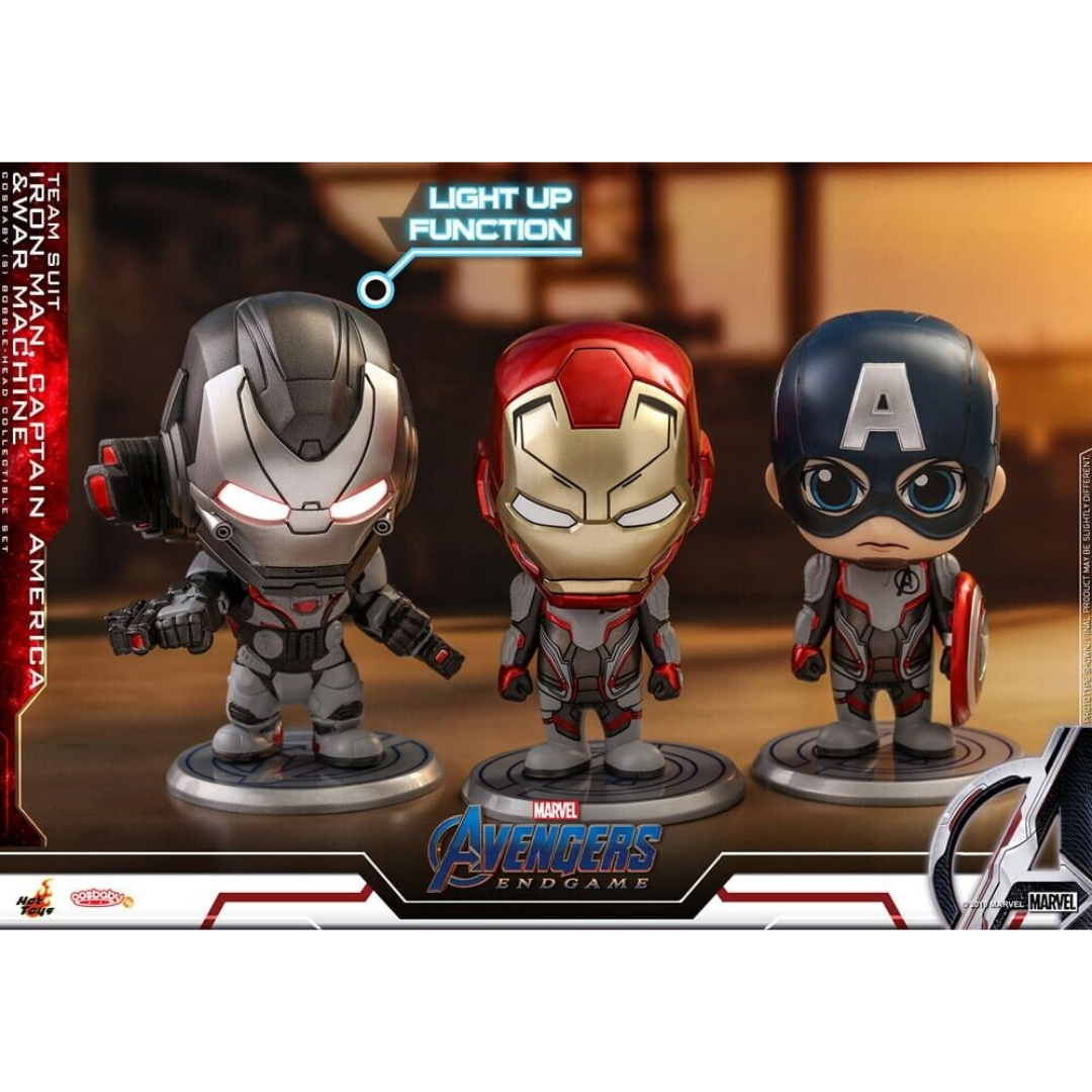 Hot Toys Cosbaby Marvel Avengers Endgame Iron Man, Captain America & War Machine (Team Suit) COSB549