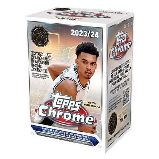 2023-24 Topps NBA Chrome Basketball Trading Cards Blaster Box