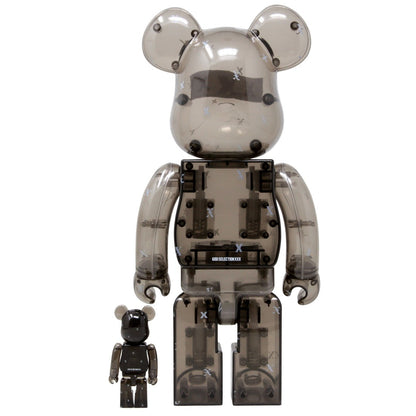 Medicom God Selection XXX Black Clear 100% 400% Bearbrick Figure Set (black)